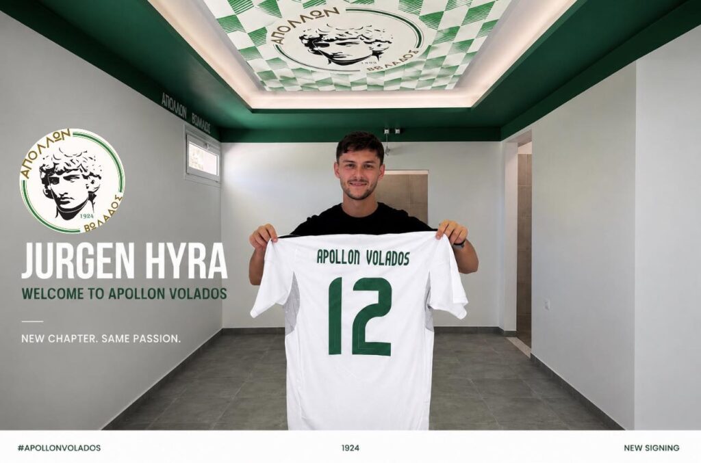 Ο Jurgen Hyra ντύνεται στα πράσινα του Απόλλωνα Βωλάδος, αποτελώντας την πρώτη μεταγραφική προσθήκη για τη σεζόν 2026-2027