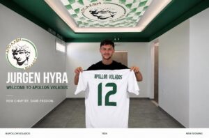 Ο Jurgen Hyra ντύνεται στα πράσινα του Απόλλωνα Βωλάδος, αποτελώντας την πρώτη μεταγραφική προσθήκη για τη σεζόν 2026-2027